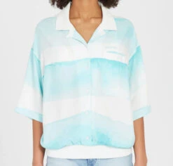 Volcom Stay Stripes Woven Top – Pale Aqua